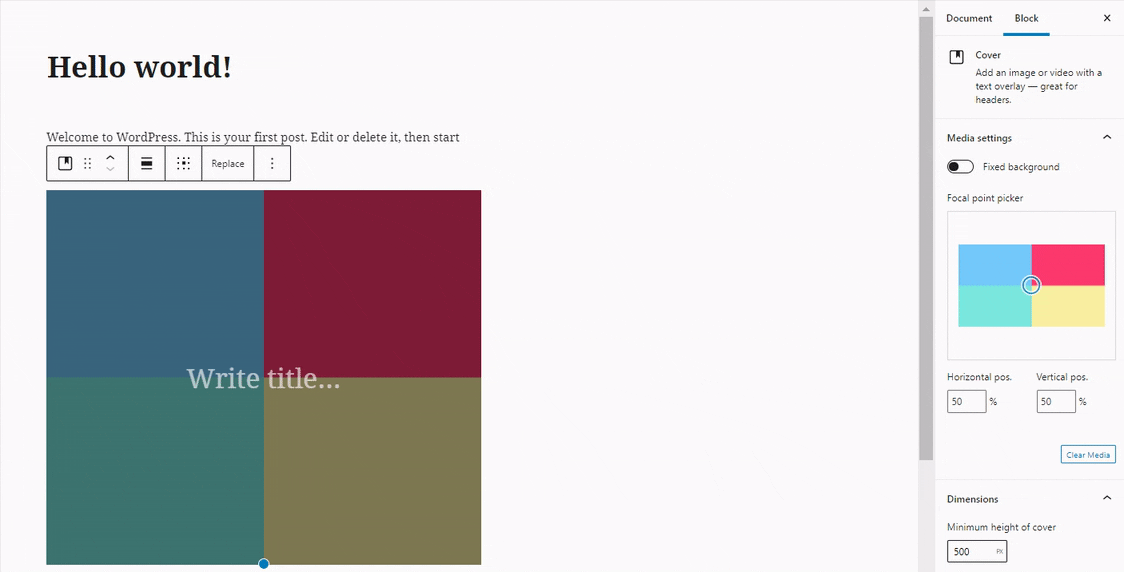 Adjusting the focal point of the background image in WordPress