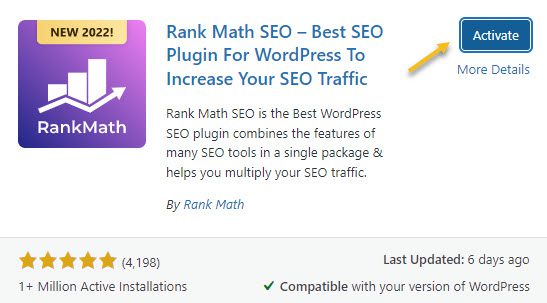 Activate the SEO plugin