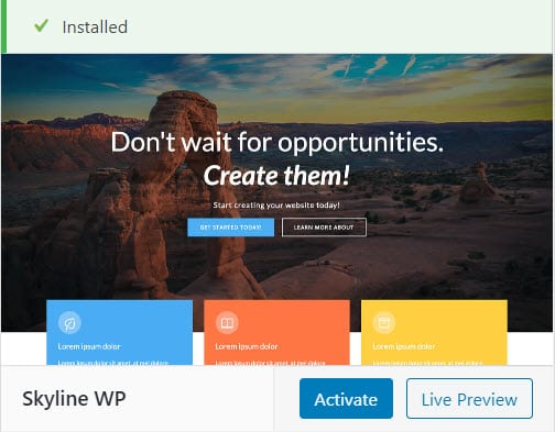 Activate the WordPress theme