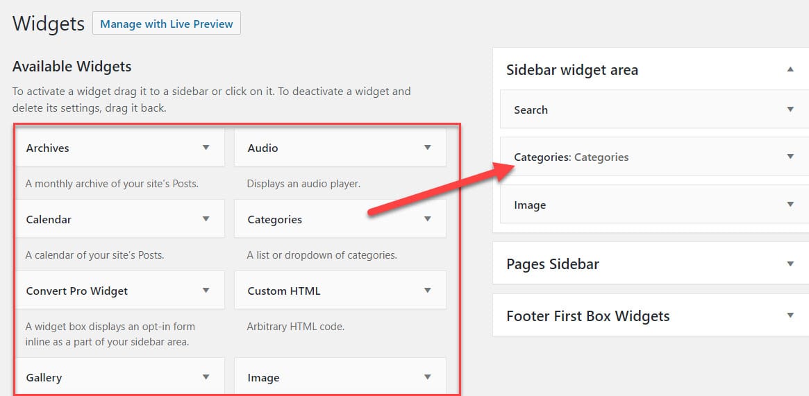 Add a category to the sidebar