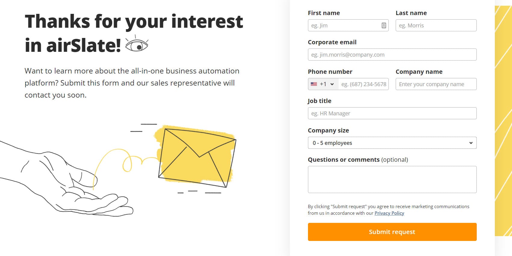 Airslate contact us page