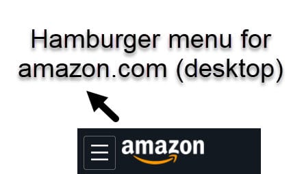 Amazon hamburger menu