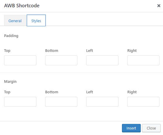 background spacing styling in awb