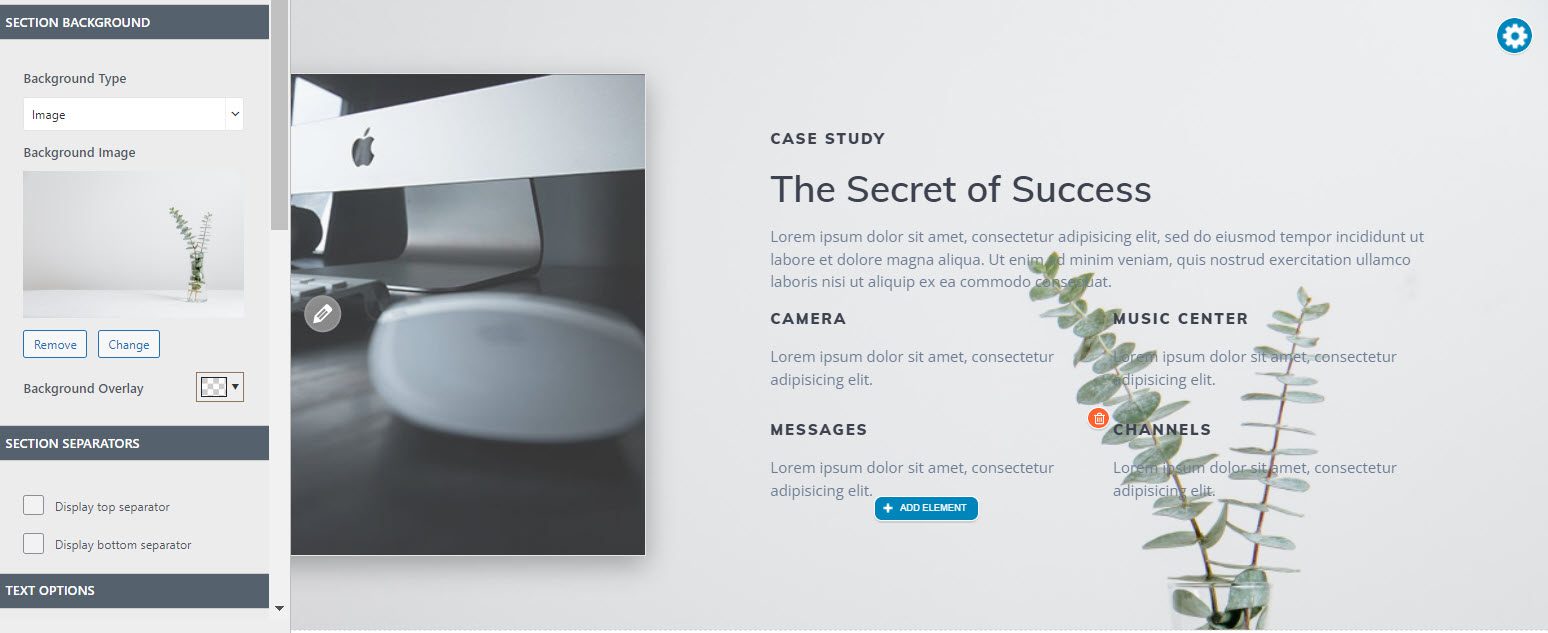 Changed image background on WordPress section