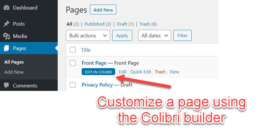 customize WordPress page