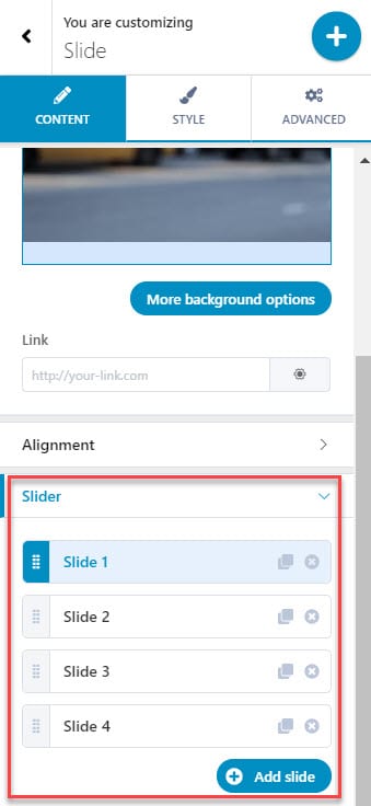 Customize slider