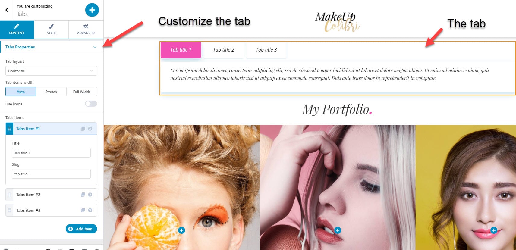 Customize the WordPress tab