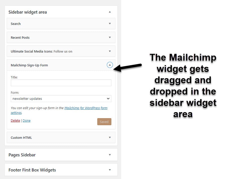 drag and drop WordPress widget