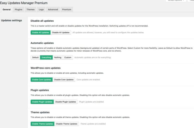 Easy Updates Manager for WordPress