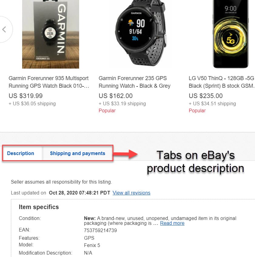 eBay is using tabs
