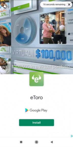 eToro in-app promotions