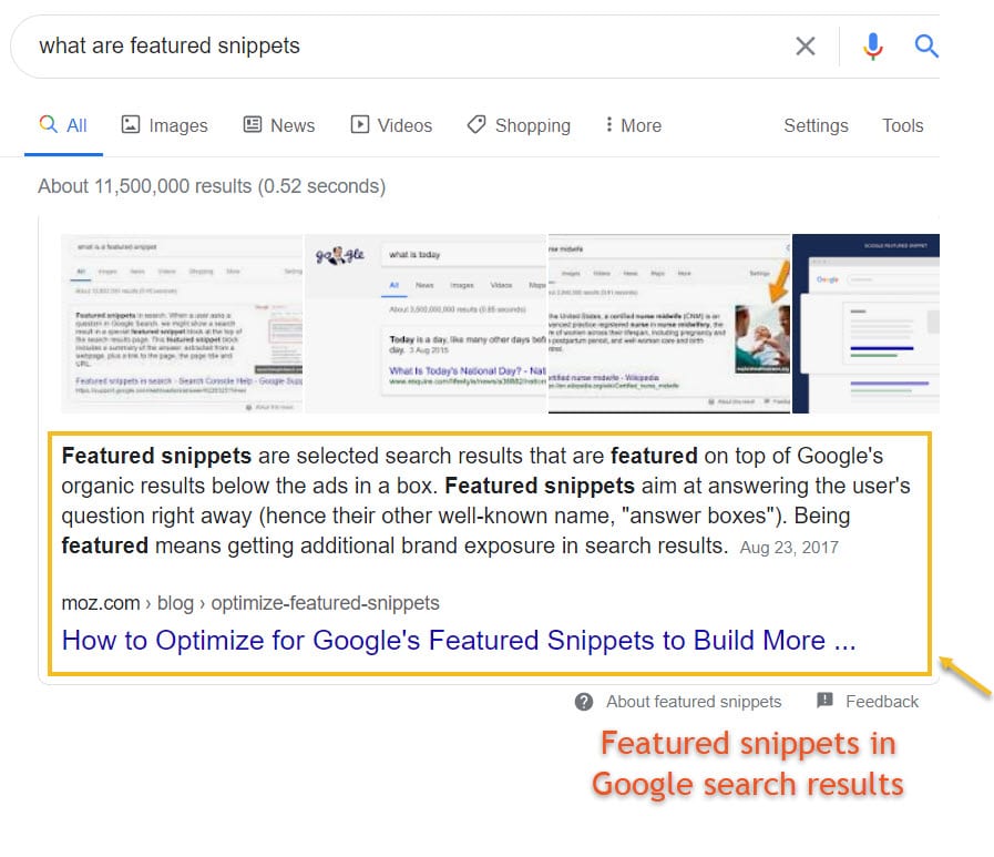 featured snippets