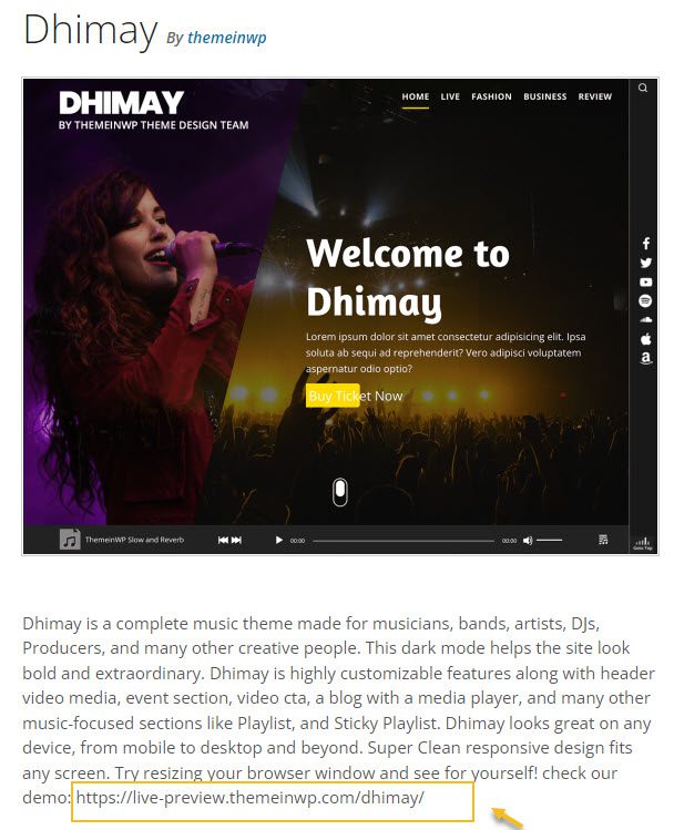 Free WordPress theme demo - Dhimay