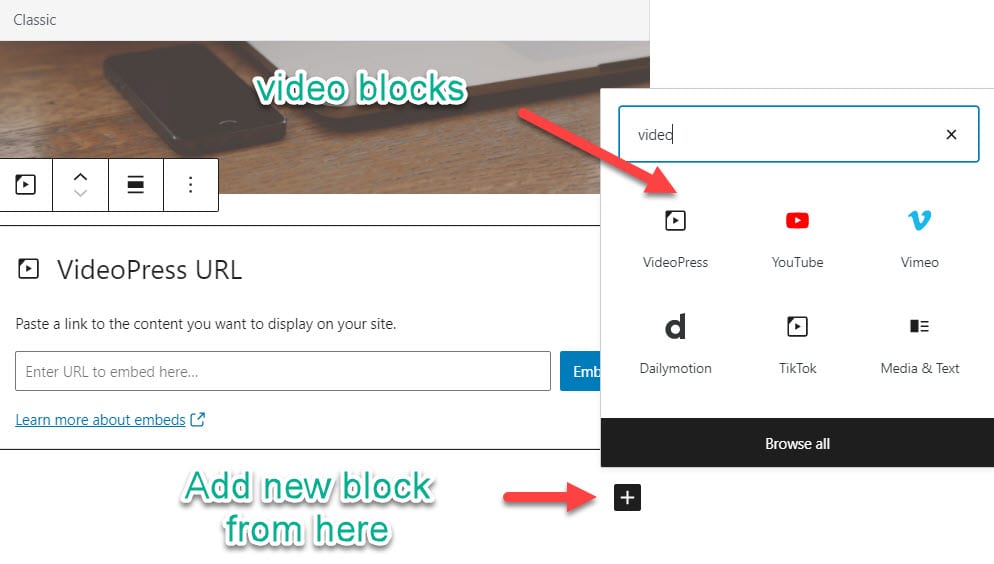 gutenberg video embed