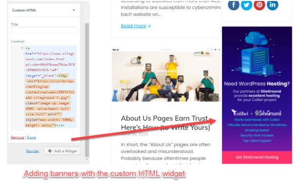 WordPress custom HTML
