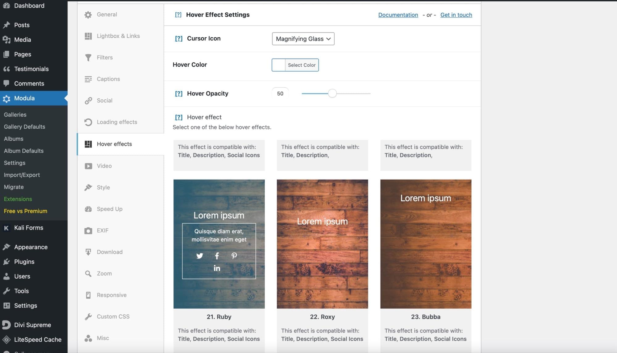 Adding hover effects to the WordPress gallery