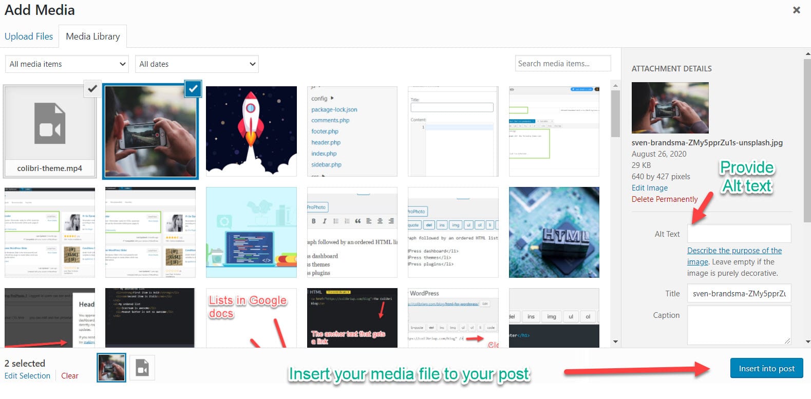 embed video in WordPress websitex