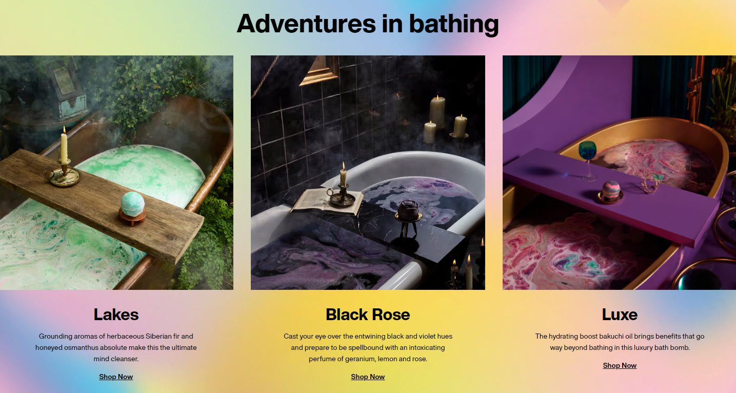 Lush homepage design