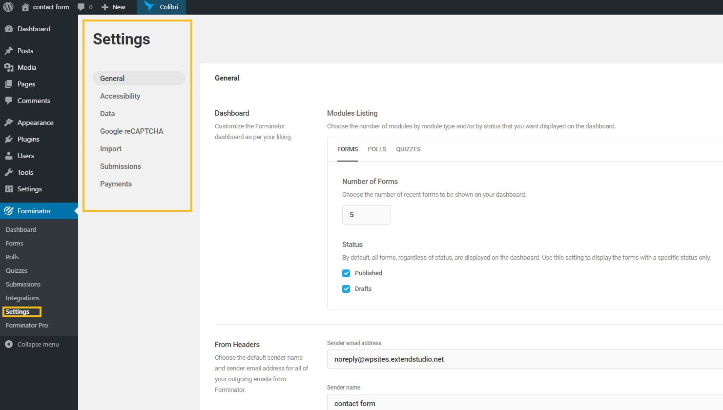 Privacy settings and more in Forminator