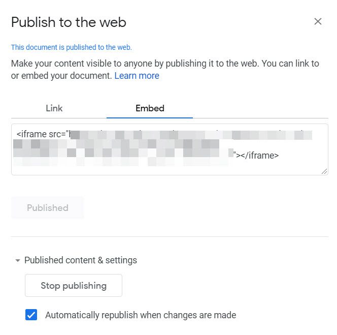 Publish on the web in Google Slides