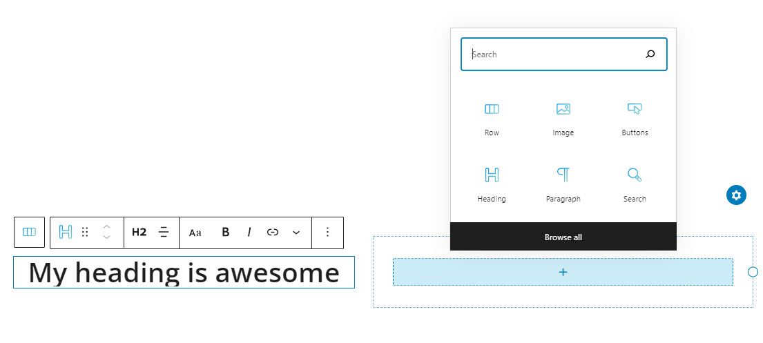 Section with two columns in Kubio