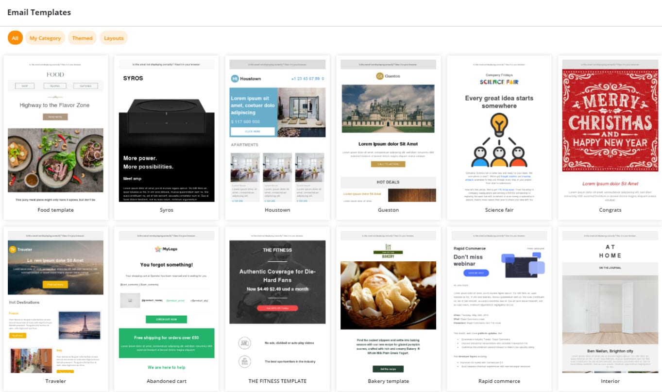 Sender email templates