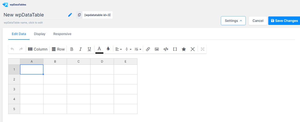 Setting up a table in WordPress