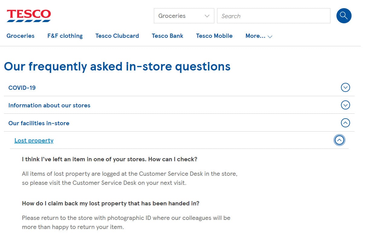 tesco accordion FAQ