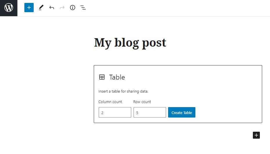 The table block in WordPress
