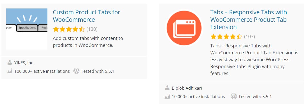 WooCommerce WordPress tabs