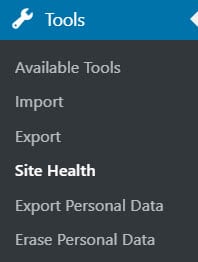 WordPress dashboard - tools