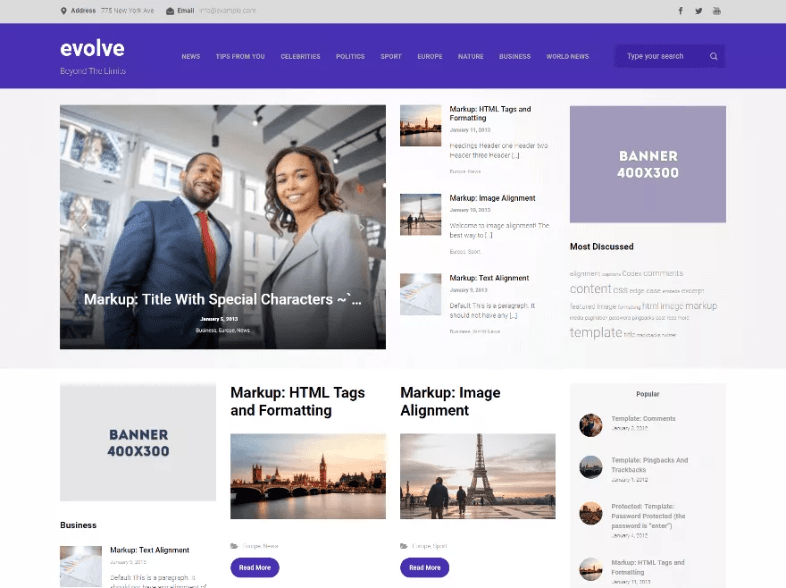 Evolve - free WordPress theme
