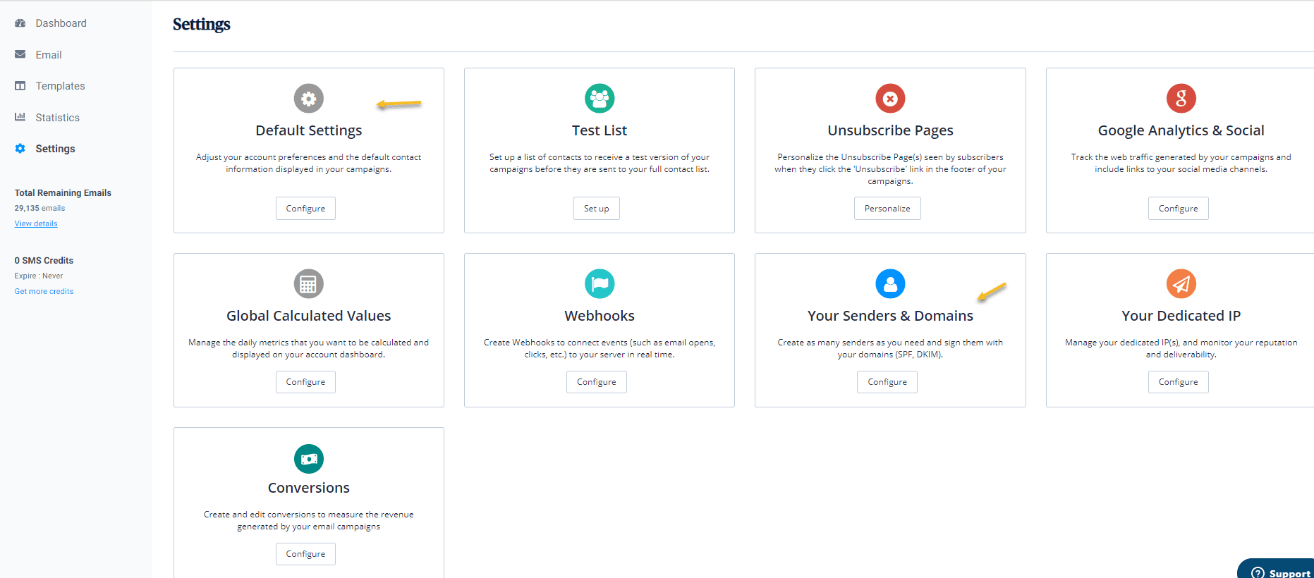 Set up your email tool