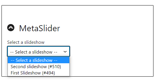 MetaSlider block inside a page or post