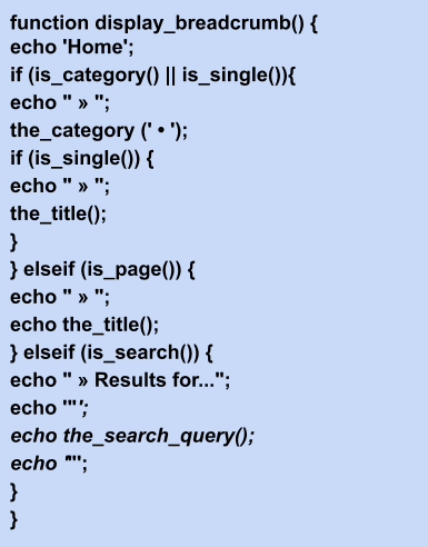 WordPress breadcrumb code