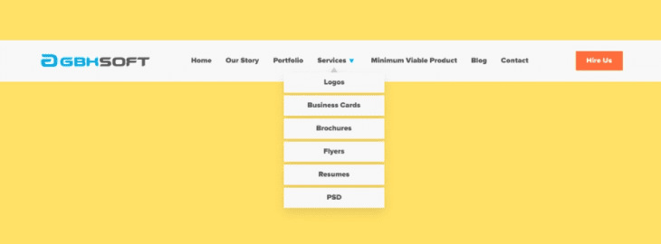 Vertical dropdown menu