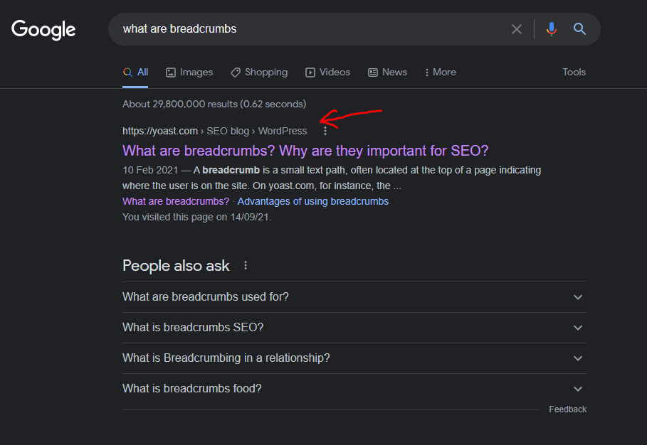 breadcrumbs and SEO