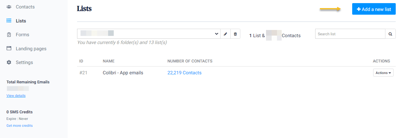 Create a new contact list