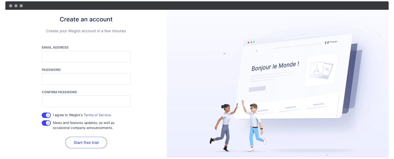 Create a Weglot account