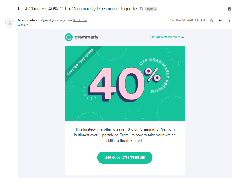 Grammarly last chance email