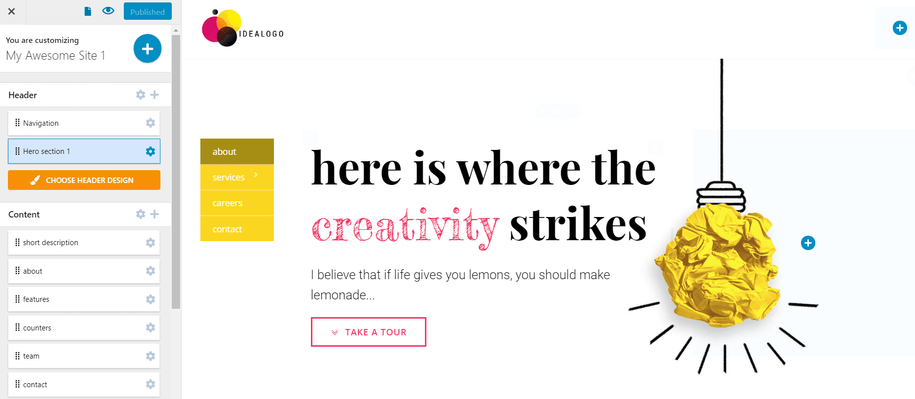 How to insert a vertical menu in site