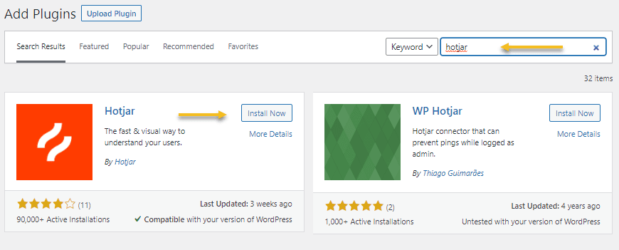 Install Hotjar heatmap plugin for WordPress