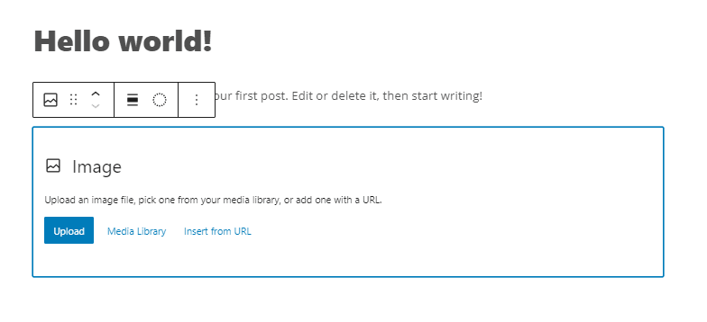 media options for the image block