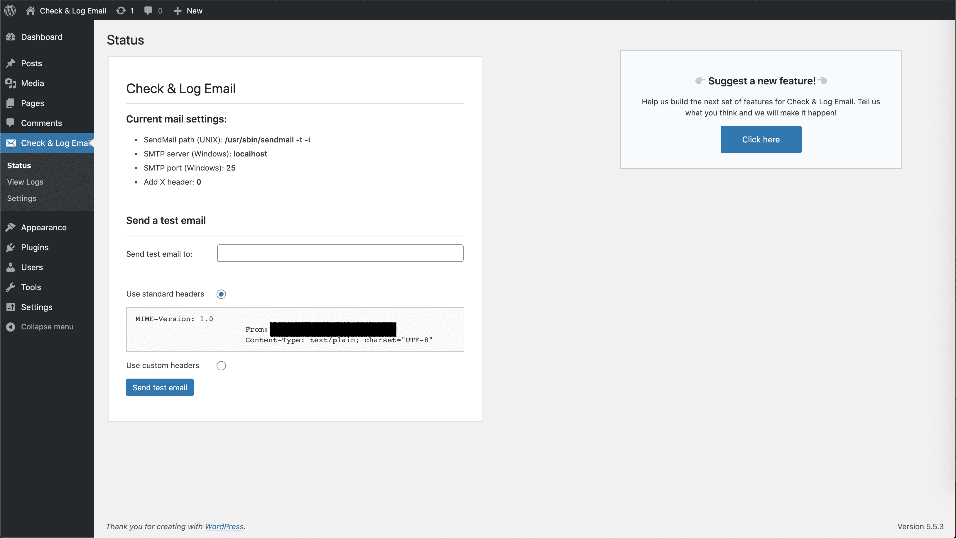 check email WP plugin