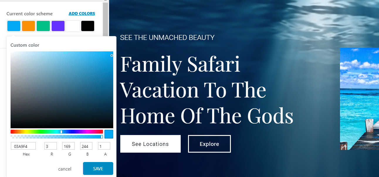 How to create turquoise color schemes in ColibriWP